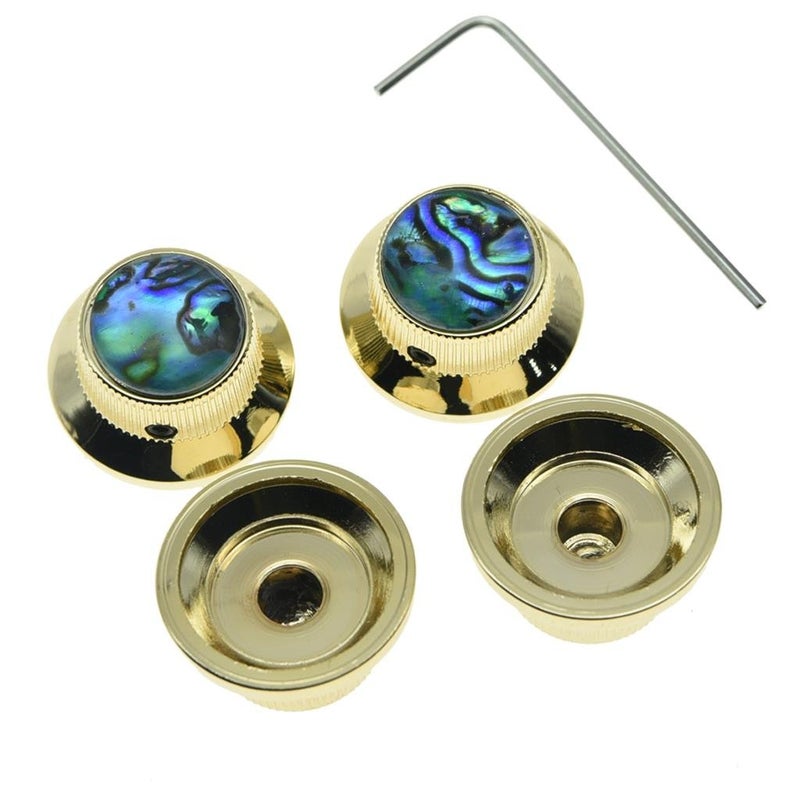 KAISH 4x Abalone Top Gold LP Top Hat Knobs with Set Screw Metal Bell Knobs for Guitar Bass with 6mm Shaft Pots - Image 5